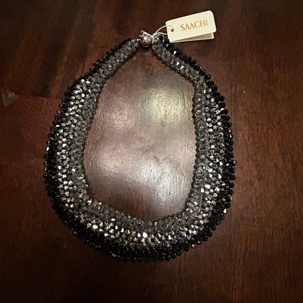 Sachi Black and Silver Crystal Necklace